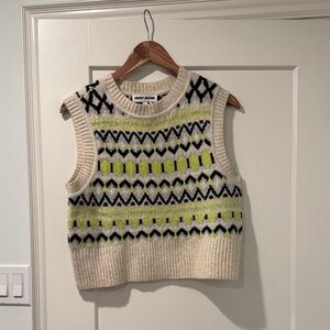 Dkny Cream Fair Isle Sleeveless Sweater Vest